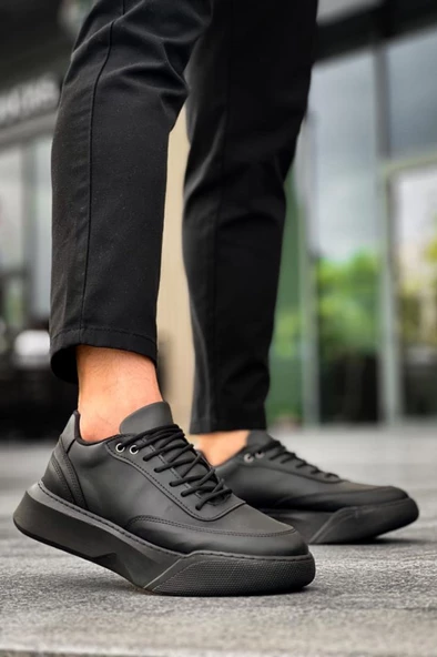 BA0354 Günlük  Bağcıklı Erkek Yüksek Siyah Taban Spor Ayakkabı - Resim 4