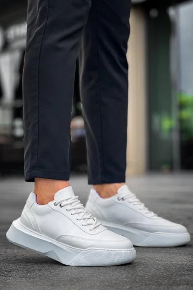 BA0354 Günlük  Bağcıklı Erkek Yüksek Taban Beyaz Spor Ayakkabı ürün görseli