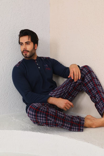 Nisanca Kışlık Sıcak Tutan Erkek Polar Pijama Takımı - 7