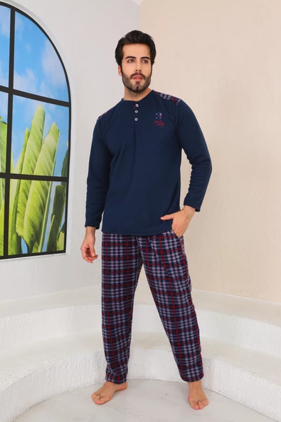 Nisanca Kışlık Sıcak Tutan Erkek Polar Pijama Takımı - 6