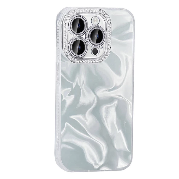 iPhone 14 Pro Max Kılıf Airbagli Parlak Taş Detay Tasarımlı Esila Kılıf - Resim 9