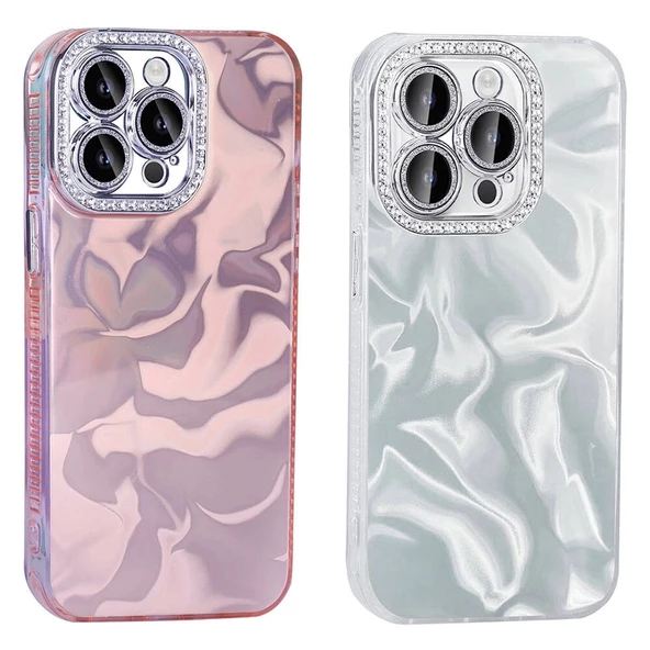 Apple iPhone 14 Pro Max Kılıf Airbagli Parlak Taş Detay Tasarımlı Redclick Esila Kapak - Resim 6