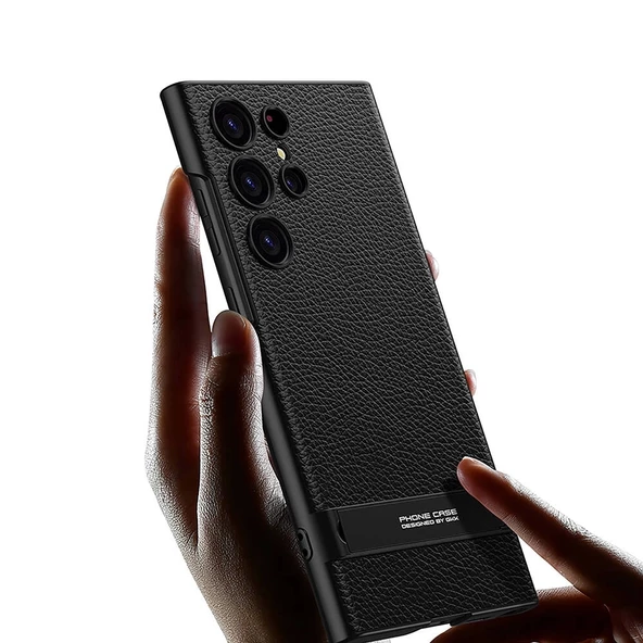 Galaxy S24 Ultra Kılıf Redclick Kamera Korumalı Leather Dikey Standlı  Kapak - Resim 3