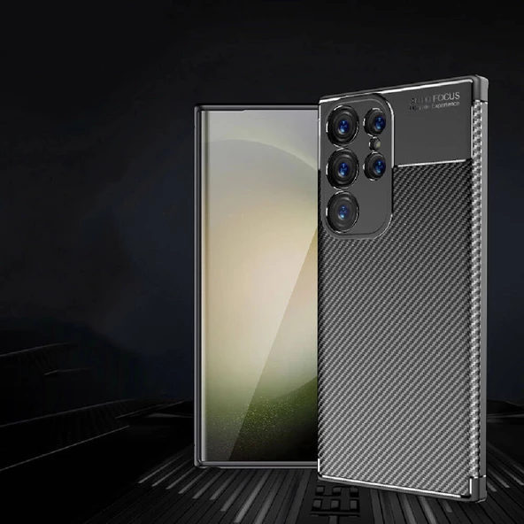 Galaxy S24 Ultra Kılıf Redclick Karbon Görünümlü Silikon Kapak - Resim 7