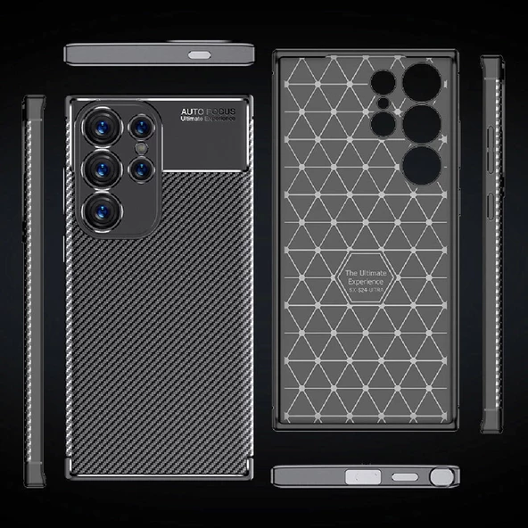 Galaxy S24 Ultra Kılıf Redclick Karbon Görünümlü Silikon Kapak - Resim 2
