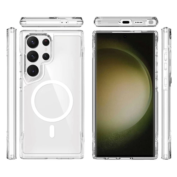 Galaxy S24 Ultra Kılıf Redclick Magsafe Şarj Özellikli Şeffaf T-Max Magsafe Kapak - Resim 8