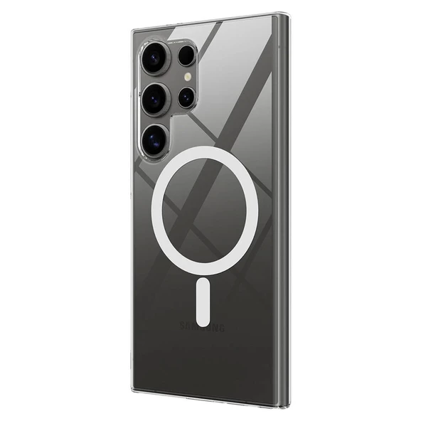 Galaxy S24 Ultra Kılıf Redclick Magsafe Şarj Özellikli Şeffaf Sararmayan Porto Kapak - Resim 3