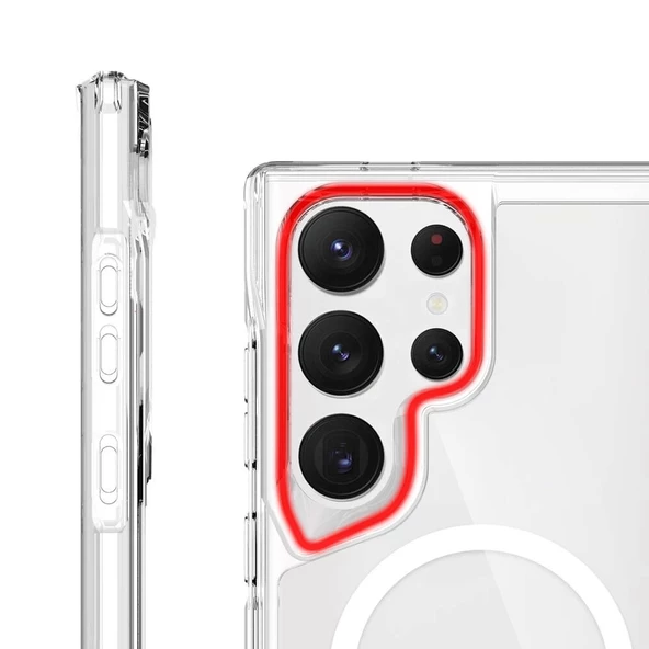 Galaxy S24 Ultra Kılıf Redclick Magsafe Şarj Özellikli Şeffaf T-Max Magsafe Kapak - Resim 3