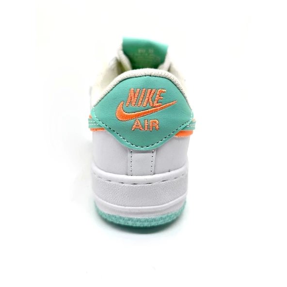 Nike Air Force Beyaz Su Yeşil Oranj Çocuk Spor Ayakkabı - 2