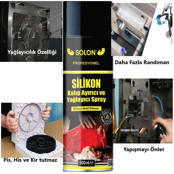 5 Adet Silikon Kalıp Ayrıcı ve Yağlayıcı Sprey 500 Ml - 2