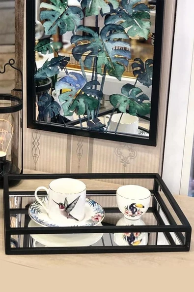 Dekoratif Milas Aynalı Metal Tepsi 30cm x 44cm - 2