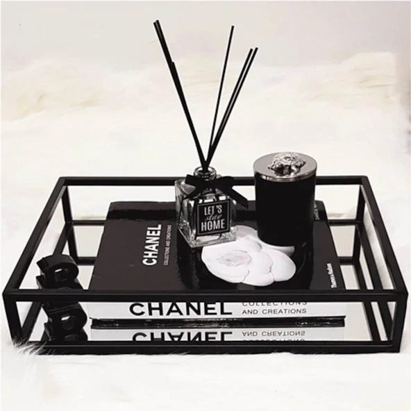 Dekoratif Milas Aynalı Metal Tepsi 30cm x 44cm - 3