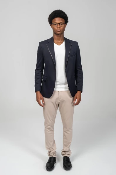 CEKMON Erkek Çift Yönden Açılır Detaylı Esneyen Kumaşdan Spor Ceket - 9