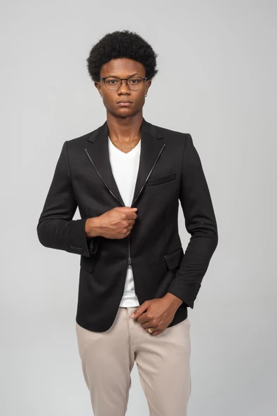 CEKMON Erkek Çift Yönden Açılır Detaylı Esneyen Kumaşdan Spor Ceket - 7