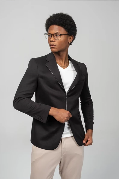 CEKMON Erkek Çift Yönden Açılır Detaylı Esneyen Kumaşdan Spor Ceket