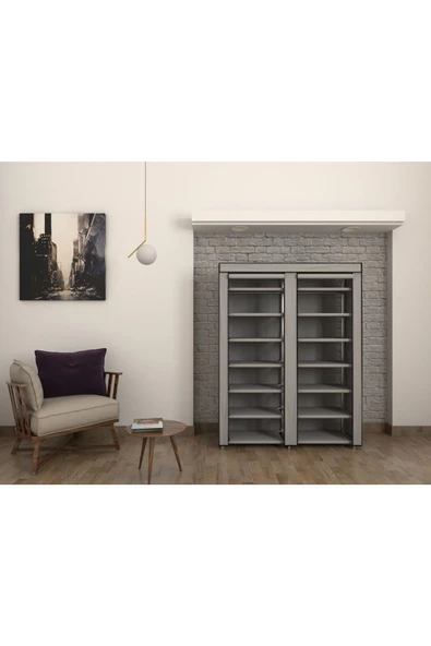 Burak Plastik Profilli Çok Amaçlı Bez Dolap Ayakkabılık - 3