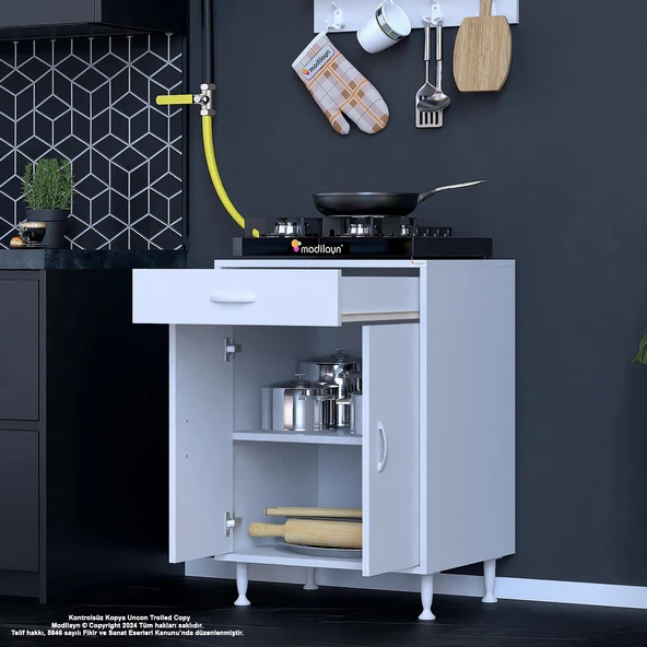 Modilayn BİRCE L-65 x 87 x 48 cm Set Üstü Ocak ve Çekmeceli Çok Amaçlı Mutfak & Banyo Dolabı - 4