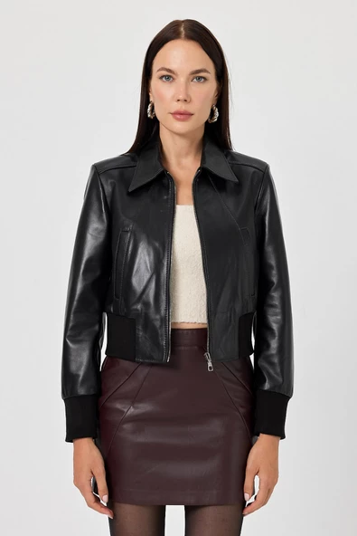 Rosa Siyah Deri Mont - 2