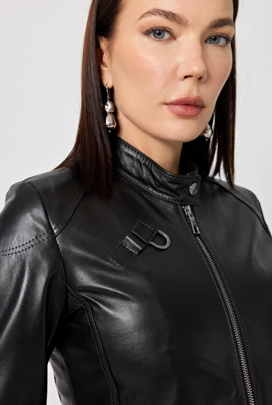 Brigida Siyah Deri Mont - 5