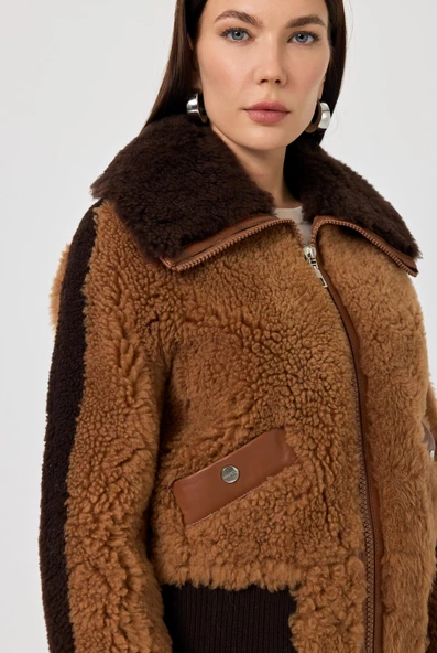 Karina Taba Tüylü Mont - 5