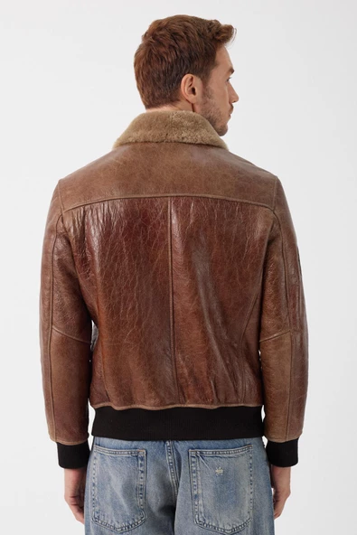 Bosco Taba Deri Tüylü Mont - 7