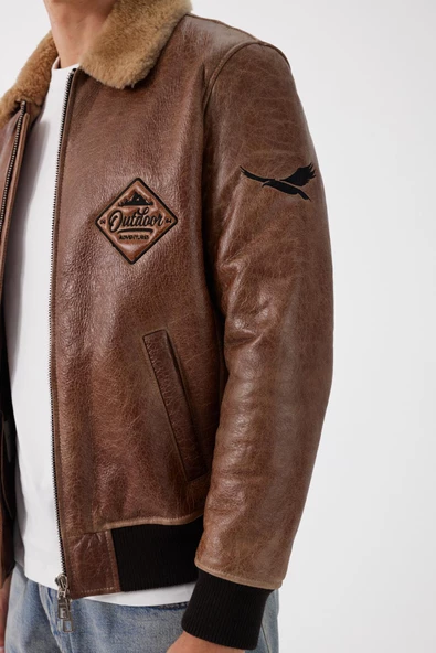 Bosco Taba Deri Tüylü Mont - 8