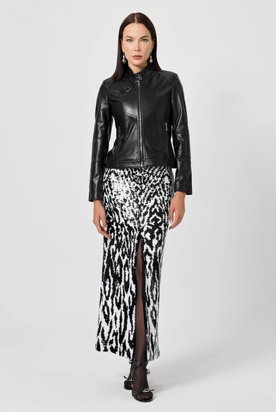 Brigida Siyah Deri Mont - 3