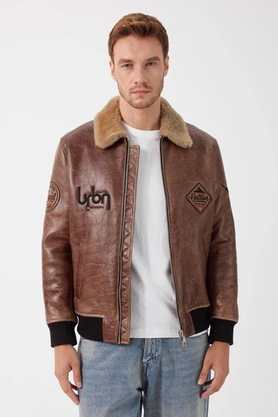 Bosco Taba Deri Tüylü Mont - 2