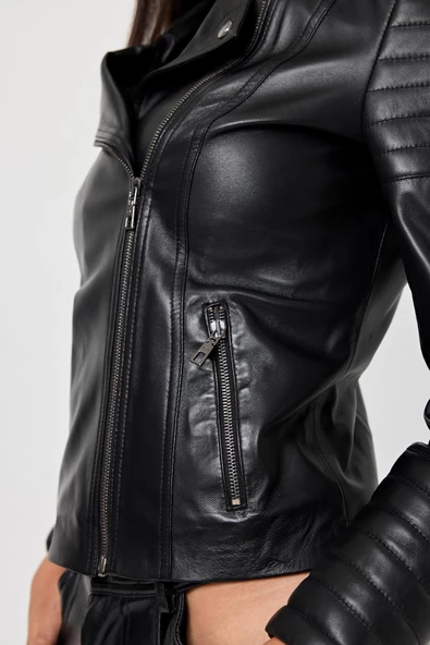 Jaquetta Siyah Deri Mont - 6