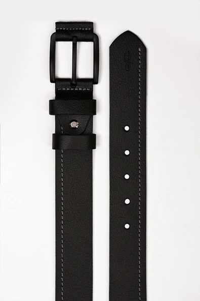 Erkek Hakiki (Gerçek) Casual Deri Kemer Siyah Gri 112518 - Resim 7