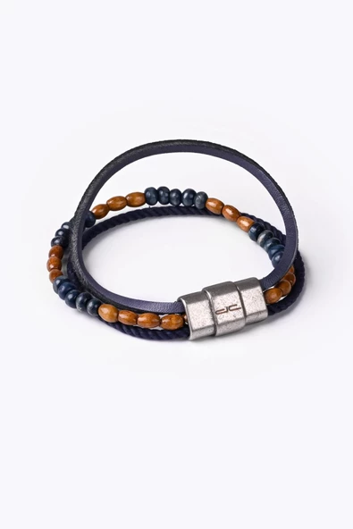 Hakiki (Gerçek) Deri Bileklik Mavi Krem 117548 - 2