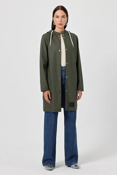 Ladonna Haki Yeşil Suni Yağmurluk - 2
