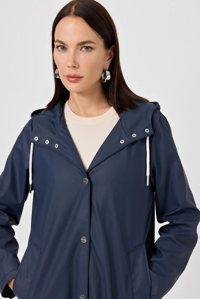 Ladonna Lacivert Suni Yağmurluk - 5