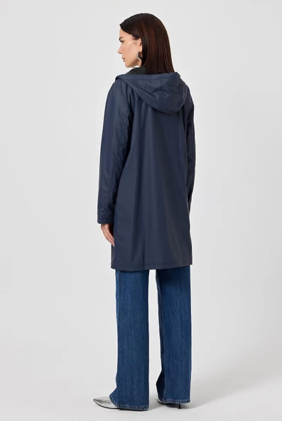 Ladonna Lacivert Suni Yağmurluk - 4