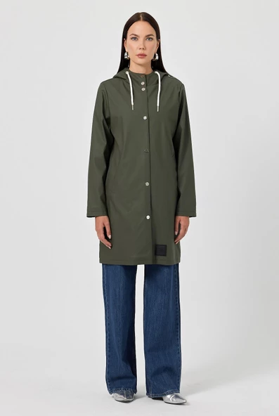 Ladonna Haki Yeşil Suni Yağmurluk