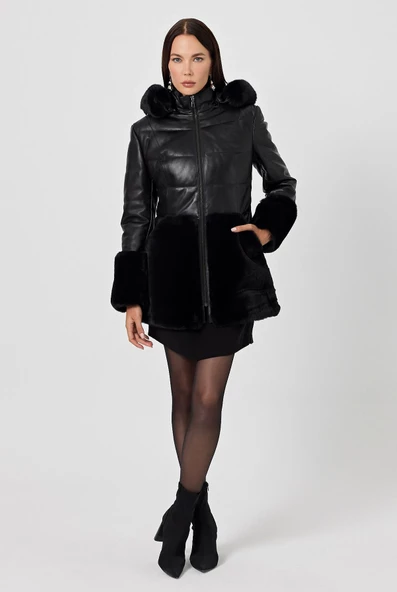 Veria Siyah Deri Mont - 3