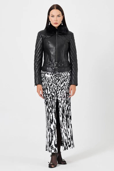 Belinda Siyah Deri Mont - 3