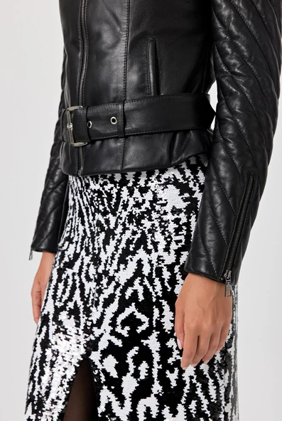 Belinda Siyah Deri Mont - 6