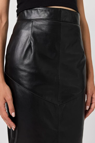 Corinna Siyah Deri Etek - 4