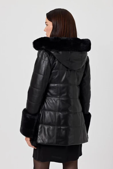 Veria Siyah Deri Mont - 4