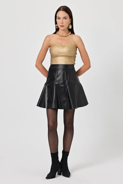 Dalila Siyah Deri Etek - 2