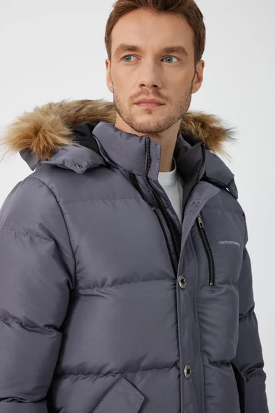 Thomas Kapüşonlu Şişme Mont Gri - 6