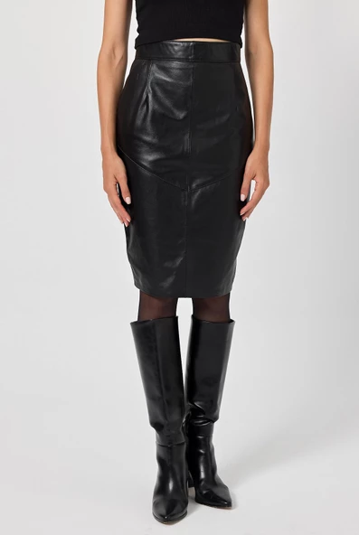 Corinna Siyah Deri Etek - 3
