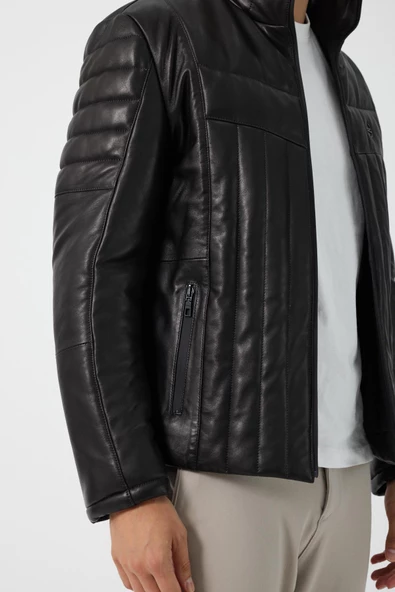 Fabio Siyah Deri Mont - 6