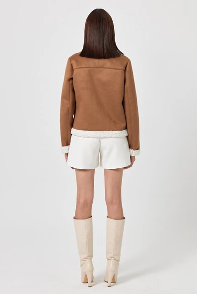 Cathelina Taba Süet Kürklü Mont - 4