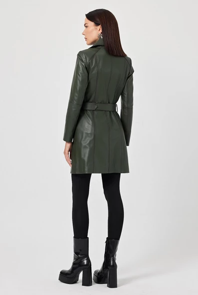 Rosana Yeşil Deri Mont - 4