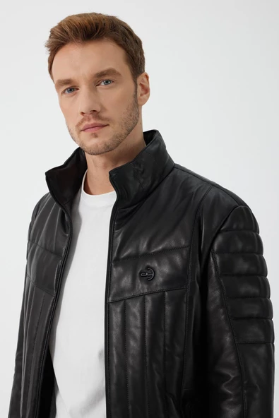 Fabio Siyah Deri Mont - 5