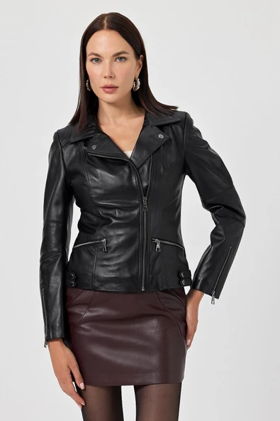 Concetta Siyah Deri Mont - 5