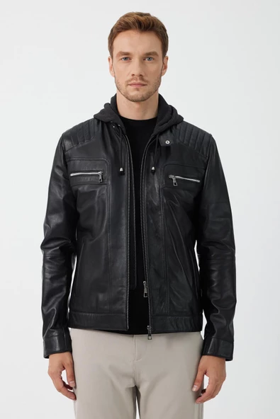 Manfredo Siyah Deri Mont - 2