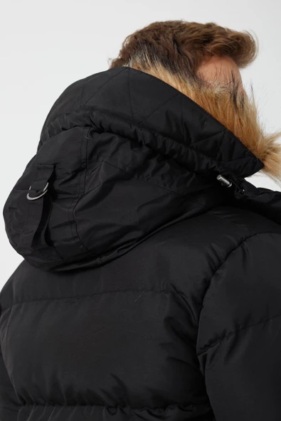 Thomas Kapüşonlu Şişme Mont Siyah - 7